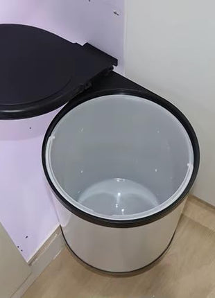 DBR Stainless Steel Auto Lid Pedal Dustbin/Garbage Bin with (9 LTR .) Silver & Black, Modular Kitchen Hardware & Accessories 