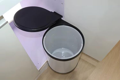 DBR Stainless Steel Auto Lid Pedal Dustbin/Garbage Bin with (9 LTR .) Silver & Black, Modular Kitchen Hardware & Accessories 