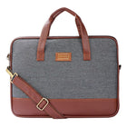 DERBEN CLOVE ® 15.6 Fabric and Leather Laptop, MacBook Shoulder Messenger Office Bag for Men and Women (Dark - Grey) 