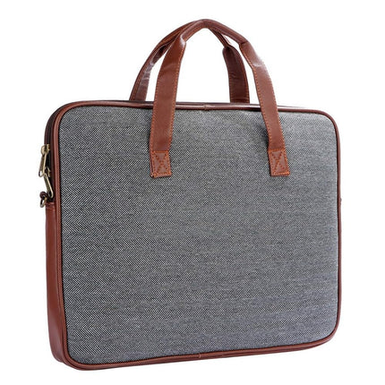 DERBEN CLOVE ® 15.6 Fabric and Leather Laptop, MacBook Shoulder Messenger Office Bag for Men and Women (Dark - Grey) 