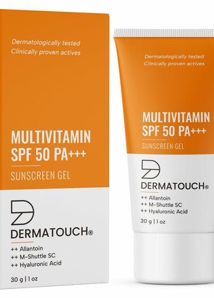 DERMATOUCH Multivitamin Spf 50 Pa+++ Sunscreen Gel For All Skin Types | Uva-Uvb Protection |Zero White Cast | Unisex | 30G 