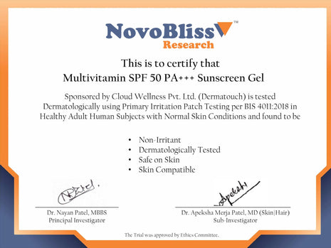 DERMATOUCH Multivitamin Spf 50 Pa+++ Sunscreen Gel For All Skin Types | Uva-Uvb Protection |Zero White Cast | Unisex | 30G 