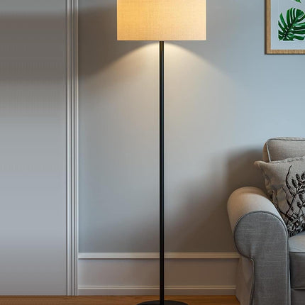 DEZIN KRAFT Metal Floor Lamp Standing Modern Black 4Ft Height With Lampshade 12 Inches Pack Of 1 (Beigeled) 