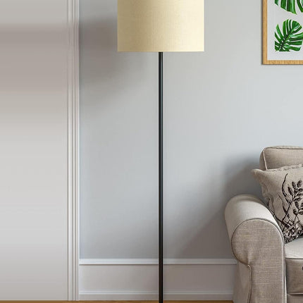 DEZIN KRAFT Metal Floor Lamp Standing Modern Black 4Ft Height With Lampshade 12 Inches Pack Of 1 (Beigeled) 