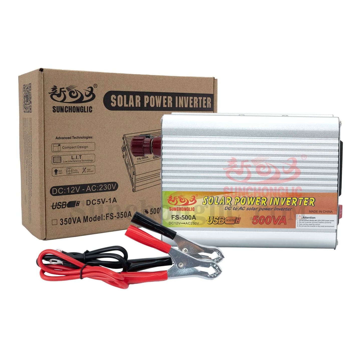 DHRUVPRO 12v dc to 220v ac 500va Rated Power-300watt, Peak Power-500watt Off Grid Power Inverter Modified sine Wave Solar Power inverters 