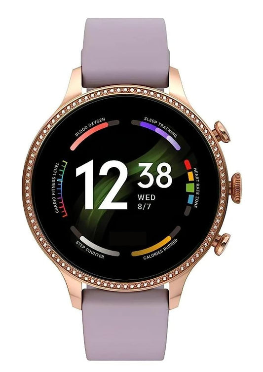 DINACO Glorious Women's Rose Gold Smart Watch Talk 2 Bluetooth Calling Smartwatch with 3 Button, Hands On Voice Assistance HD Display, 14 Sports Modes with Puple Belt (Rose Gold) (2) 