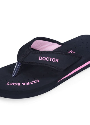 DOCTOR EXTRA SOFT Doctor Slippers for Women Orthopedic Diabetic Pregnancy Non Slip Lightweight Comfortable Flat Casual Stylish Dr Chappals and House Flip flops For Ladies and Girl’s D-22-Bk-Pink-7 UK 
