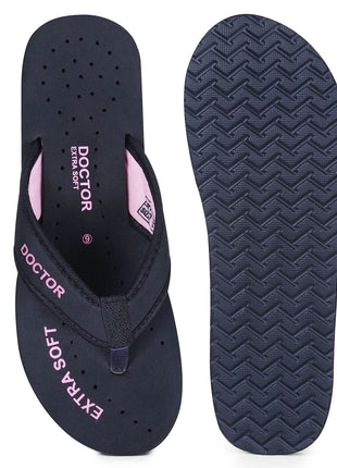 DOCTOR EXTRA SOFT Doctor Slippers for Women Orthopedic Diabetic Pregnancy Non Slip Lightweight Comfortable Flat Casual Stylish Dr Chappals and House Flip flops For Ladies and Girl’s D-22-Bk-Pink-7 UK 