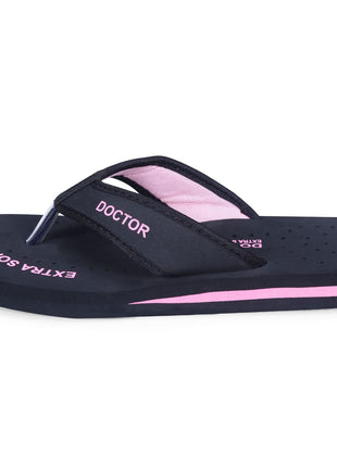 DOCTOR EXTRA SOFT Doctor Slippers for Women Orthopedic Diabetic Pregnancy Non Slip Lightweight Comfortable Flat Casual Stylish Dr Chappals and House Flip flops For Ladies and Girl’s D-22-Bk-Pink-7 UK 