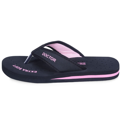 DOCTOR EXTRA SOFT Doctor Slippers for Women Orthopedic Diabetic Pregnancy Non Slip Lightweight Comfortable Flat Casual Stylish Dr Chappals and House Flip flops For Ladies and Girl’s D-22-Bk-Pink-7 UK 