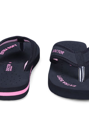 DOCTOR EXTRA SOFT Doctor Slippers for Women Orthopedic Diabetic Pregnancy Non Slip Lightweight Comfortable Flat Casual Stylish Dr Chappals and House Flip flops For Ladies and Girl’s D-22-Bk-Pink-7 UK 