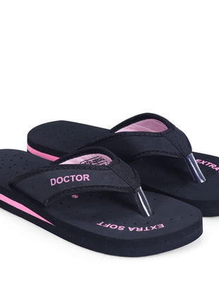 DOCTOR EXTRA SOFT Doctor Slippers for Women Orthopedic Diabetic Pregnancy Non Slip Lightweight Comfortable Flat Casual Stylish Dr Chappals and House Flip flops For Ladies and Girl’s D-22-Bk-Pink-7 UK 