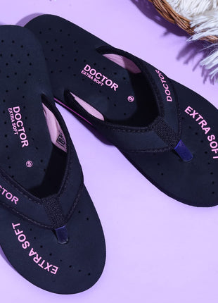 DOCTOR EXTRA SOFT Doctor Slippers for Women Orthopedic Diabetic Pregnancy Non Slip Lightweight Comfortable Flat Casual Stylish Dr Chappals and House Flip flops For Ladies and Girl’s D-22-Bk-Pink-7 UK 