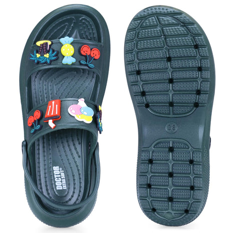 DOCTOR EXTRA SOFT Women's Classic Charms Cushion Sandals/Clogs with Adjustable Back Strap for Adult| Comfortable & LightWeight | Stylish & Anti-Skid | Waterproof Casual Daily Mules Girls/Ladies D-552 