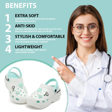 DOCTOR HEALTH SUPER SOFT Adjustable Strap Clogs for Women | Stylish and Anti Skid Women Clogs with Cushioned Footwear | Comfortable | Lightweight | Everyday Use Mules for Women Sandals 
