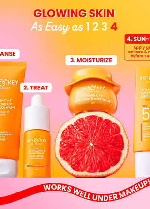 DOT & KEY Vitamin C + E Super Bright Sunscreen Spf 50 |Water-Light,UVA/UVB & Blue Light Protection|For Even Toned & Glowing Skin|With Liquid Spf 50+++| No White Cast| For All Skin Types| 50G,Pack Of 1 