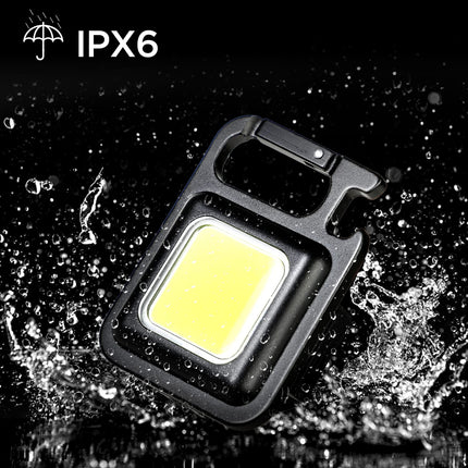 DOTCOM LED Mini Cob Keychain and Magentic Flashlight Portable USB Rechargeable Light 3 Light Modes with Folding Bracket,for Walking Camping?Square?,Black, 1000 Lumen 