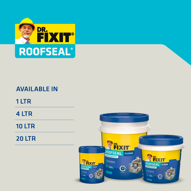 DR. FIXIT Roofseal Classic 1 Ltr, DIY Waterproofing Repair Solution for Roof, Terrace of Homes, Stops Seepage, Reduces Temperature pack of 2 