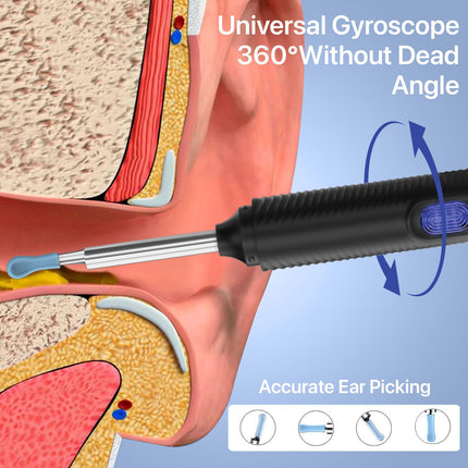 DR VAKU Exclusive New Launch Earocam Earwax Removal Tool Kit with HD Camera Wifi Connection & 6 LED Lights Endoscope Tool Ear Cleaner for iOS & Android + 11 Silicone Tips Free- Black 