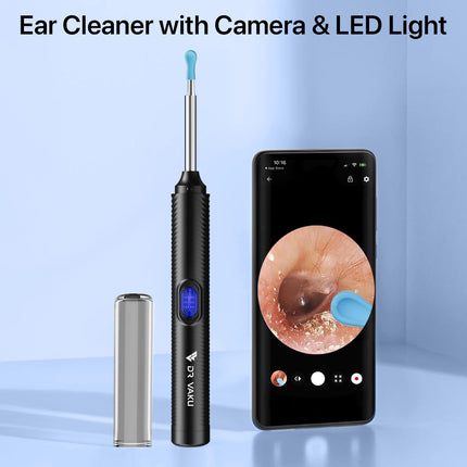 DR VAKU Exclusive New Launch Earocam Earwax Removal Tool Kit with HD Camera Wifi Connection & 6 LED Lights Endoscope Tool Ear Cleaner for iOS & Android + 11 Silicone Tips Free- Black 