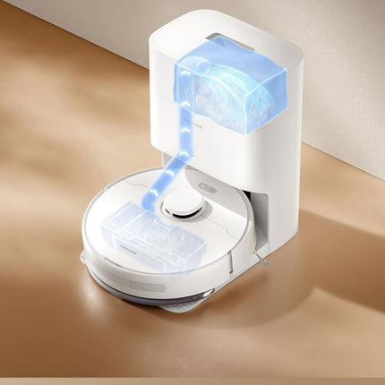 DREAME D10 Plus Gen 2 Robot Vacuum Cleaner with Automatic Dust Emptying, Stores up to 90 Days of Dust, LiDAR Navigation, 6000 Pa Suction Power for Carpets and Pet Hair, 285-Minute Battery, White 