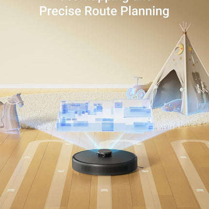 DREAME D9 Max Gen2 Robot Vacuum Cleaner, 6000Pa Vacuum Robot with Mop Function, Movable Brush, Multi-Floor Maps, Ideal for Carpets, Hard Floors and Pet Hair, Black, 285 Minutes 