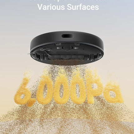DREAME D9 Max Gen2 Robot Vacuum Cleaner, 6000Pa Vacuum Robot with Mop Function, Movable Brush, Multi-Floor Maps, Ideal for Carpets, Hard Floors and Pet Hair, Black, 285 Minutes 