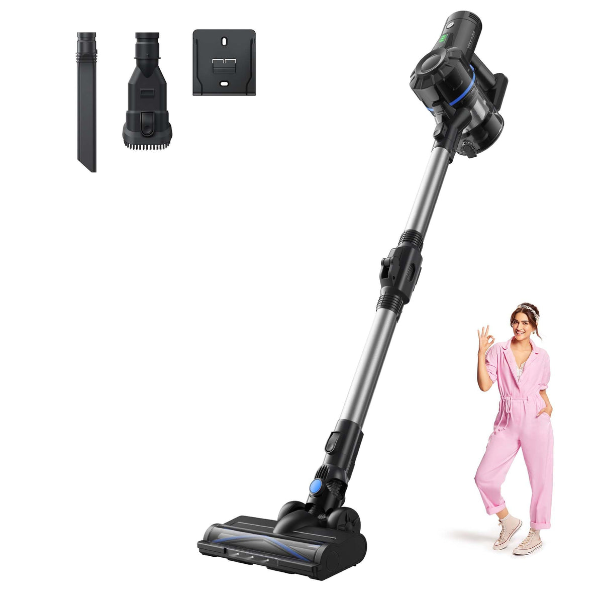 DREAME J10 Cordless Stick Vacuum Cleaner, 8K Pa Powerful Suction, 4x2200 mAh Battery, 35 Minutes Running Time, Folding Tube for Corner Cleaning, 0.5 Litre 