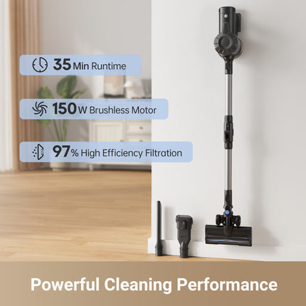 DREAME J10 Cordless Stick Vacuum Cleaner, 8K Pa Powerful Suction, 4x2200 mAh Battery, 35 Minutes Running Time, Folding Tube for Corner Cleaning, 0.5 Litre 