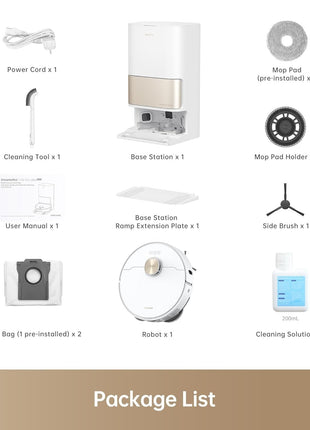 DREAME L10S Pro Ultra Robotic Vacuum Cleaner, Heat Robot with Mop, Mop Extend, 7000Pa Suction, Auto Care and Maintenance, 58 Hot Water Self-Cleaning, Obstacle Avoidance, White, 220 Minutes 