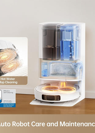 DREAME L10S Pro Ultra Robotic Vacuum Cleaner, Heat Robot with Mop, Mop Extend, 7000Pa Suction, Auto Care and Maintenance, 58 Hot Water Self-Cleaning, Obstacle Avoidance, White, 220 Minutes 