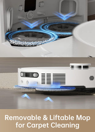 DREAME X40 Ultra Robotic Vacuum with Removable & Liftable Mop, 12,000Pa Suction, Side Brush Extensive Cleaning, 158°F Mop & Washboard Self Cleaning, Auto-Empty, Auto Refill, liftable Brushes 