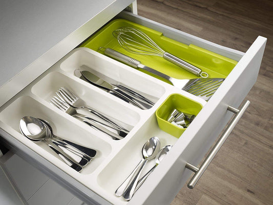DRIXTY Anudas Expandable Cutlery Tray Plastic Drawer Holder To Store Organize Spoons Toiletries For Home Kitchen,Bed,Multipurpose Cutlery Organizer Tray/Store Plate For Modular Kitchen-Utensils (B) 