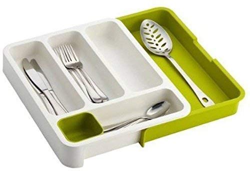 DRIXTY Anudas Expandable Cutlery Tray Plastic Drawer Holder To Store Organize Spoons Toiletries For Home Kitchen,Bed,Multipurpose Cutlery Organizer Tray/Store Plate For Modular Kitchen-Utensils (B) 