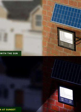 DYLECT® Eco Solar Flood Light for Shop Board 50W to 70W, Long 10Hr Runtime, IP65 Waterproof | Solar Flood Light for Outdoor Garden, Home, Shop, Security, Parking with Wireless Remote (Cool White) 