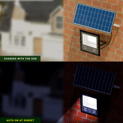 DYLECT® Eco Solar Flood Light for Shop Board 50W to 70W, Long 10Hr Runtime, IP65 Waterproof | Solar Flood Light for Outdoor Garden, Home, Shop, Security, Parking with Wireless Remote (Cool White) 