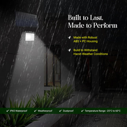 DYLECT® Eco Solar Flood Light for Shop Board 50W to 70W, Long 10Hr Runtime, IP65 Waterproof | Solar Flood Light for Outdoor Garden, Home, Shop, Security, Parking with Wireless Remote (Cool White) 