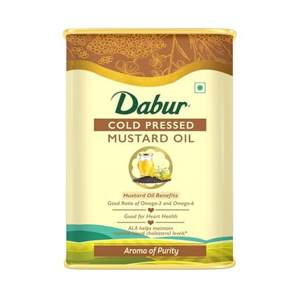 Dabur Cold Pressed Mustard Oil 1L Omega 3 And 6 Heart Healthy 
