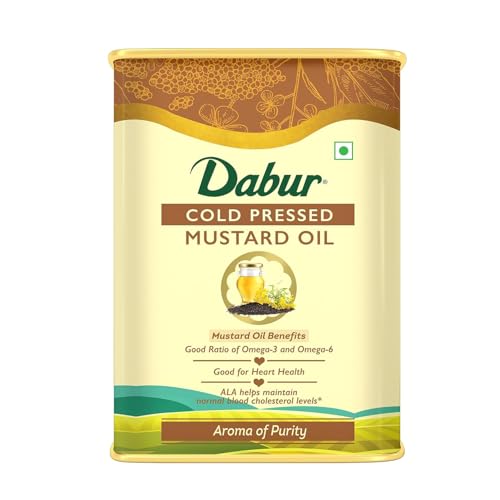 Dabur Cold Pressed Mustard Oil 1L Omega 3 And 6 Heart Healthy 
