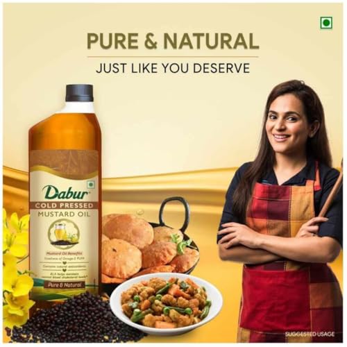 Dabur Cold Pressed Mustard Oil 1L Omega 3 And 6 Heart Healthy 