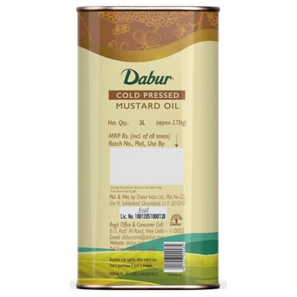Dabur Cold Pressed Mustard Oil 1L Omega 3 And 6 Heart Healthy 