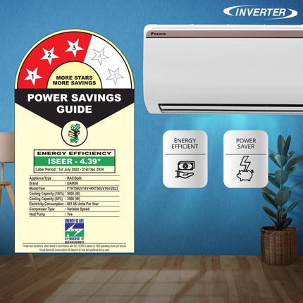 Daikin 1.5 Ton 3 Star Hot & Cold Inverter Split AC (Copper, PM 2.5 Filter, FTHT50UV, White) 