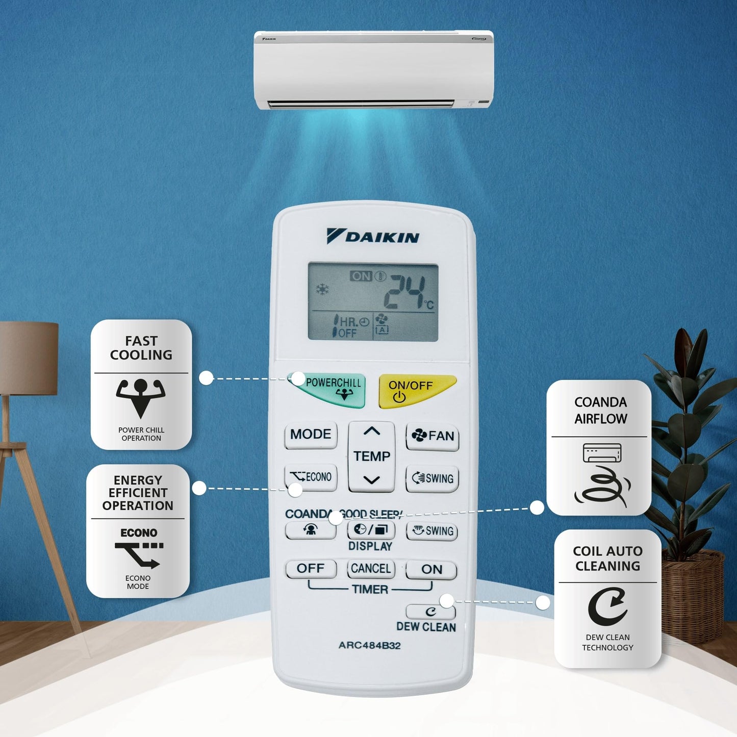 Daikin 1 Ton 3 Star Inverter Split AC (Copper, PM 2.5 Filter, 2024 Model, MTKL35UV16, White) 