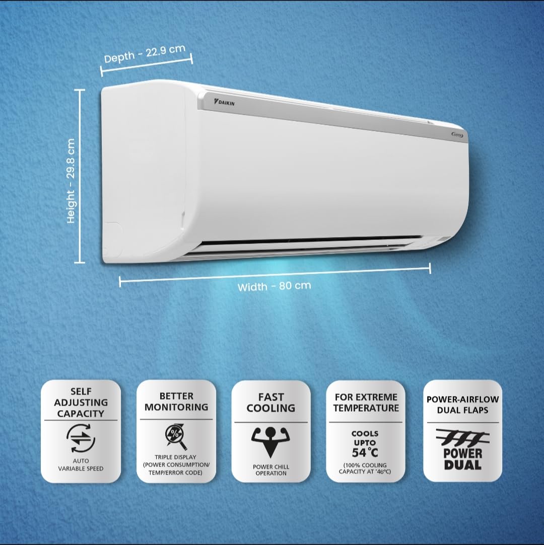 Daikin 1 Ton 5 Star Inverter Split AC (Copper, PM 2.5 Filter, 2022 Model, MTKM35U, White) 