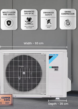 Daikin 2.6 Ton 4 Star Inverter Split AC (Copper, PM 2.5 Filter, FTKL90UV, White) 