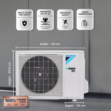 Daikin 2.6 Ton 4 Star Inverter Split AC (Copper, PM 2.5 Filter, FTKL90UV, White) 