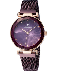 Daniel Klein Metal Analog Dial Women's Watch- Dk11873-4, Dial Color-Magenta, Magenta Band 