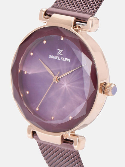 Daniel Klein Metal Analog Dial Women's Watch- Dk11873-4, Dial Color-Magenta, Magenta Band 