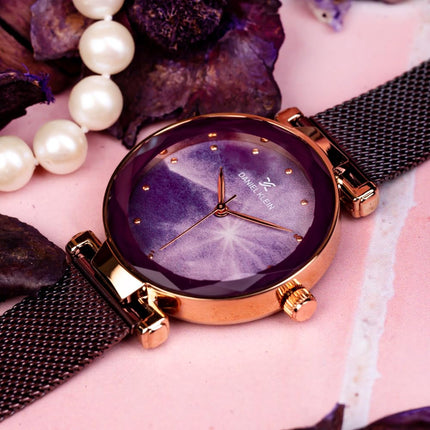 Daniel Klein Metal Analog Dial Women's Watch- Dk11873-4, Dial Color-Magenta, Magenta Band 