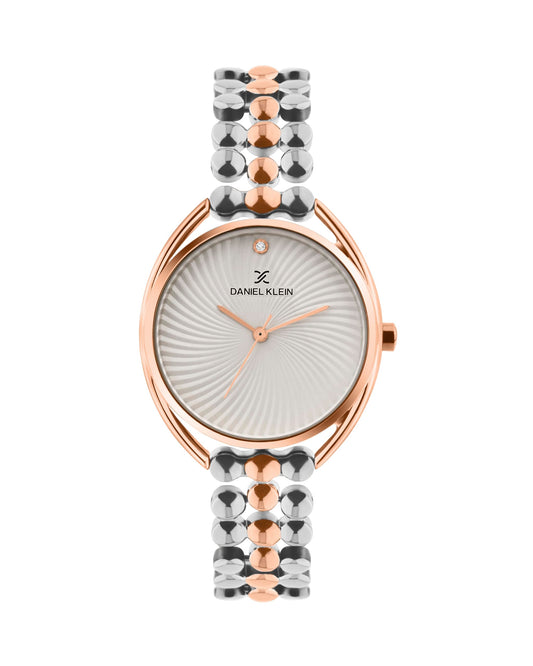 Daniel Klein Stainless Steel Silver And Rose Gold Strap Women's Analog Premium Watch - DK.1.14020-2 